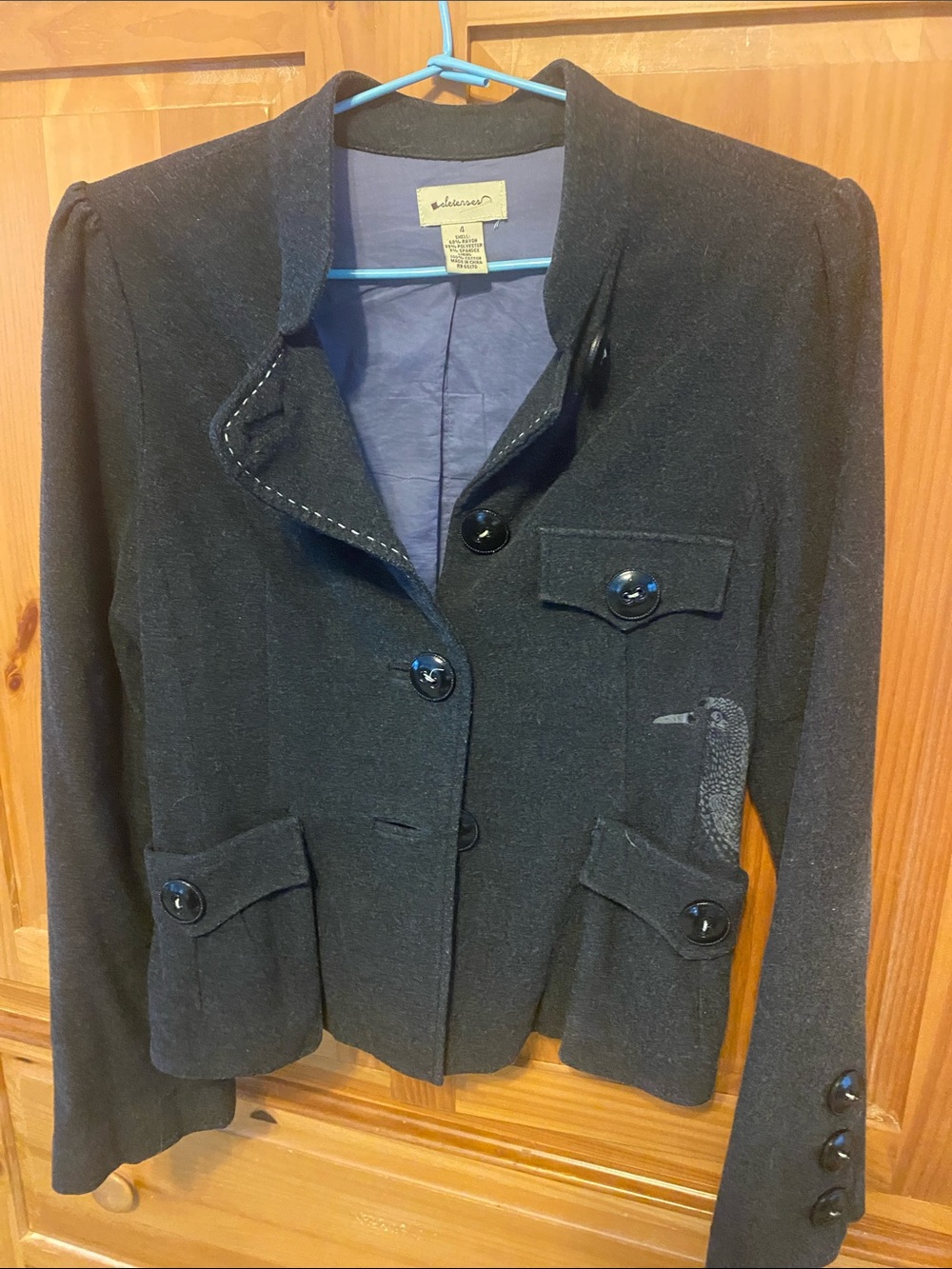 elevenses Black Tailored Button-Front Blazer with Pocket Flaps